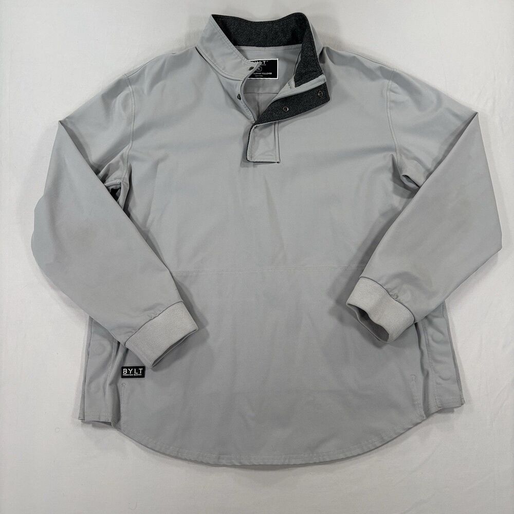 Bylt Elite + Fairway Drop - Cut Pullover 1/4 Zip Snap Pockets Light Gray Mens XL